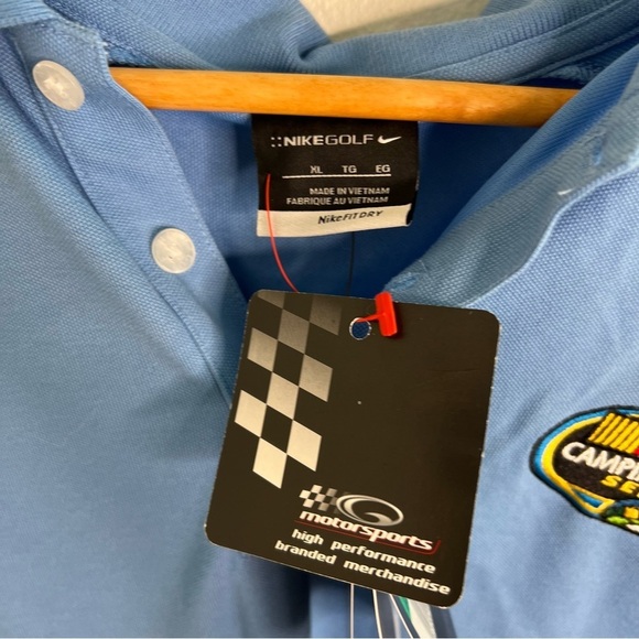 NWT Nike Golf Dri Fit Blue Nascar Camping World Series Pique II Polo Size XL - Picture 7 of 10
